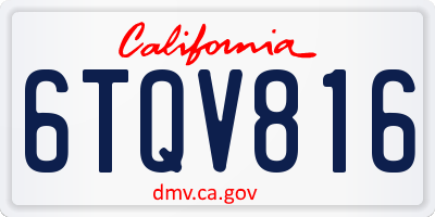 CA license plate 6TQV816