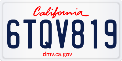 CA license plate 6TQV819