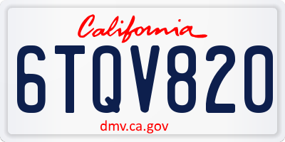 CA license plate 6TQV820