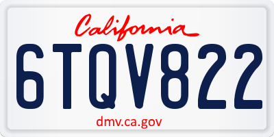 CA license plate 6TQV822