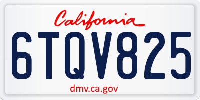 CA license plate 6TQV825