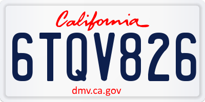 CA license plate 6TQV826