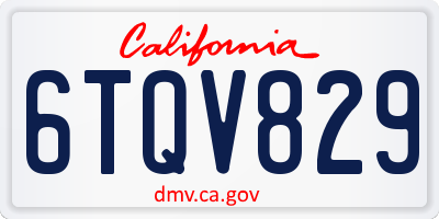 CA license plate 6TQV829