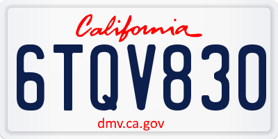 CA license plate 6TQV830