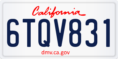 CA license plate 6TQV831