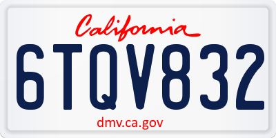 CA license plate 6TQV832
