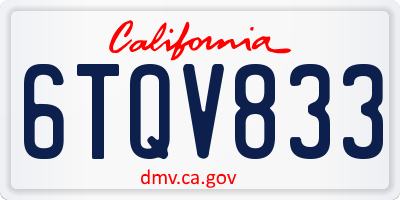 CA license plate 6TQV833