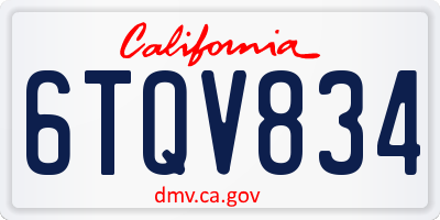 CA license plate 6TQV834