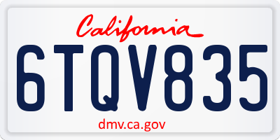 CA license plate 6TQV835