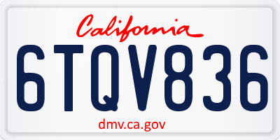 CA license plate 6TQV836