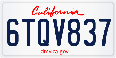 CA license plate 6TQV837