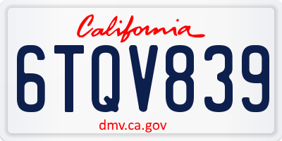 CA license plate 6TQV839