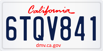 CA license plate 6TQV841