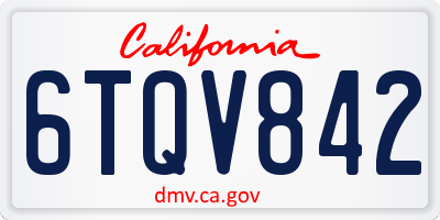 CA license plate 6TQV842