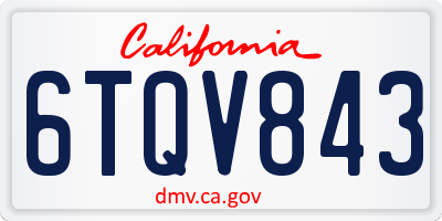 CA license plate 6TQV843