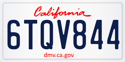 CA license plate 6TQV844