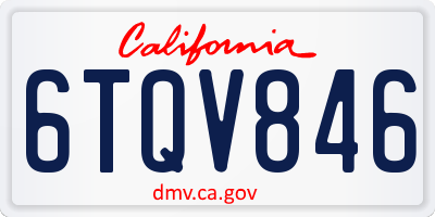 CA license plate 6TQV846