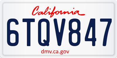 CA license plate 6TQV847