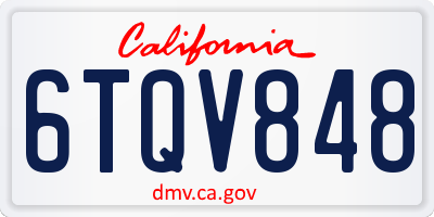 CA license plate 6TQV848