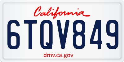 CA license plate 6TQV849