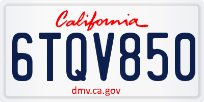 CA license plate 6TQV850
