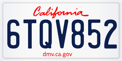 CA license plate 6TQV852