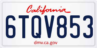 CA license plate 6TQV853