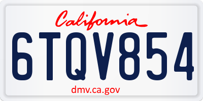 CA license plate 6TQV854