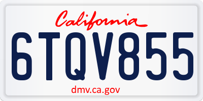 CA license plate 6TQV855