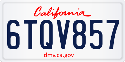 CA license plate 6TQV857