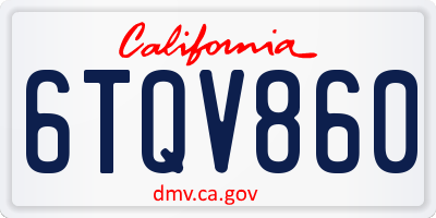 CA license plate 6TQV860