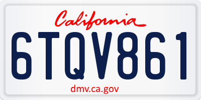 CA license plate 6TQV861