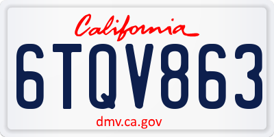 CA license plate 6TQV863