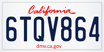 CA license plate 6TQV864