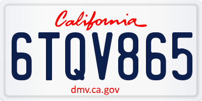 CA license plate 6TQV865