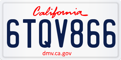 CA license plate 6TQV866