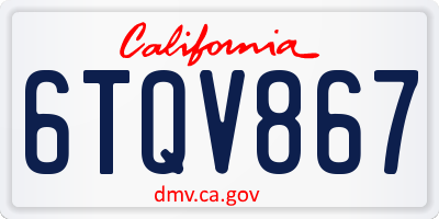 CA license plate 6TQV867