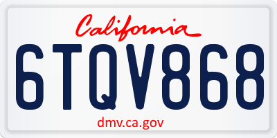 CA license plate 6TQV868