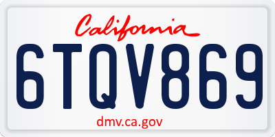 CA license plate 6TQV869