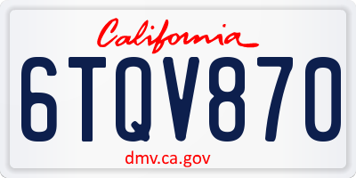 CA license plate 6TQV870