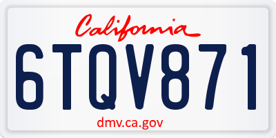 CA license plate 6TQV871