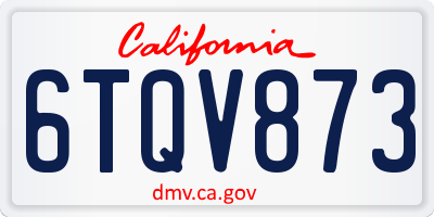 CA license plate 6TQV873