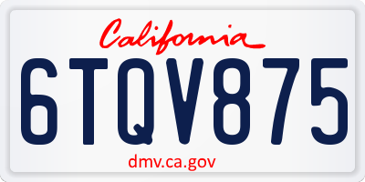 CA license plate 6TQV875