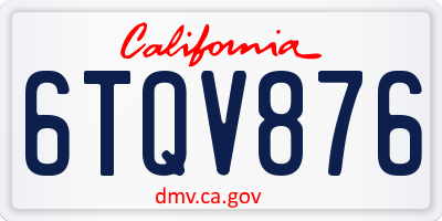 CA license plate 6TQV876