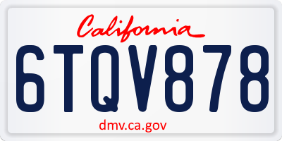 CA license plate 6TQV878