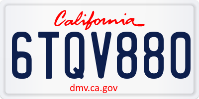 CA license plate 6TQV880