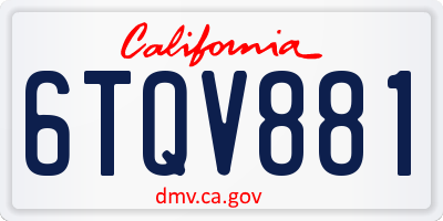 CA license plate 6TQV881
