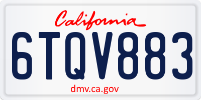 CA license plate 6TQV883