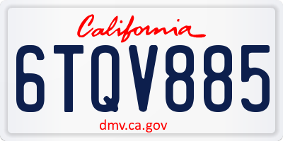 CA license plate 6TQV885