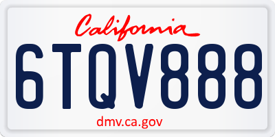 CA license plate 6TQV888